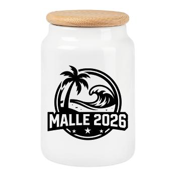 Palmiers de plage Malle 2026 - Boîte à biscuits avec couvercle en bois - blanc - Devant