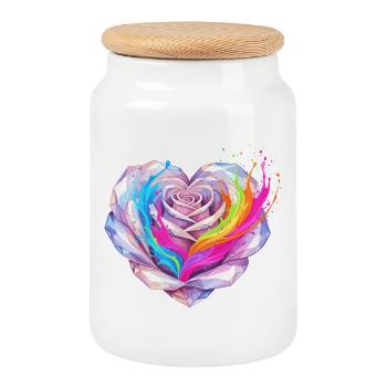 Crystal Heart Rainbow Fusion - Cookie Jar with Wooden Lid - white - Front