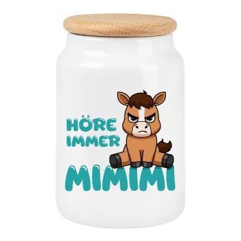 Ich Höre Immer Nur Ein Mimimi Pferd - Keksdose mit Holzdeckel - Weiß - Vorne