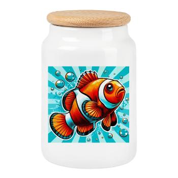 Clownfish - Cookie Jar with Wooden Lid - white - Front