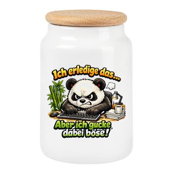Ich mach das aber ich gucke dabei böse panda - Keksdose mit Holzdeckel - Weiß - Vorne