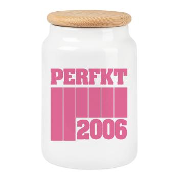 Einzigartig 2006 - Keksdose mit Holzdeckel - Weiß - Vorne
