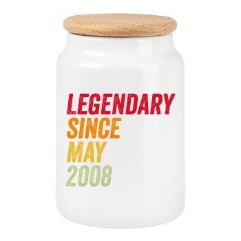 18th birthday 18 years May 2008 - Cookie Jar with Wooden Lid - white - Front