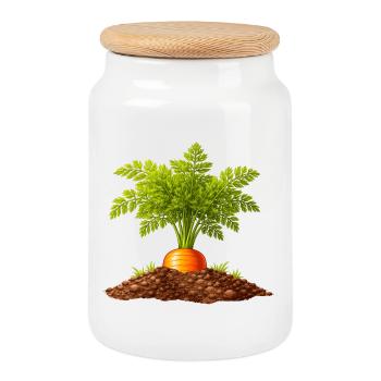Carrot in the Ground Garden Nature Design - Cookie Jar with Wooden Lid - white - Front