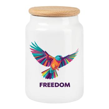 Lebendige geometrische Hummingbird-Freiheit - Keksdose mit Holzdeckel - Weiß - Vorne