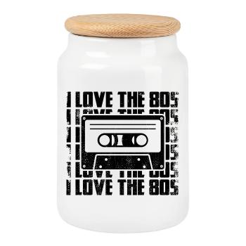 J’adore les années 80 - Boîte à biscuits avec couvercle en bois - blanc - Devant