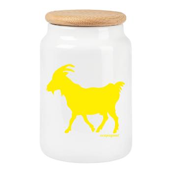 Goat GOAT scapegoat yellow - Cookie Jar with Wooden Lid - white - Front