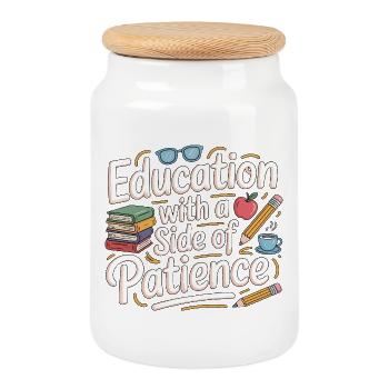 Formation des enseignants avec carrière d’enseignant - Boîte à biscuits avec couvercle en bois - blanc - Devant