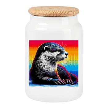 Otter - Keksdose mit Holzdeckel - Weiß - Vorne