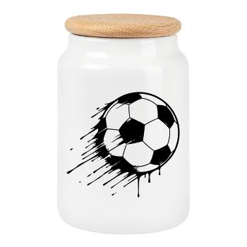 Football Action Graffiti - Cookie Jar with Wooden Lid - white - Front