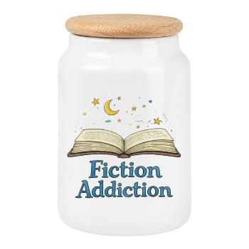Fiction Addiction Open Book - Cookie Jar with Wooden Lid - white - Front