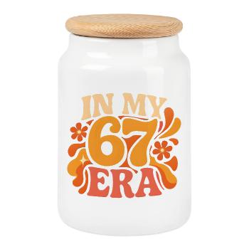 Dans mon anniversaire d’humour italien de cerveau pourri de l’ère 67 - Boîte à biscuits avec couvercle en bois - blanc - Devant