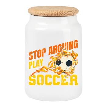 Fußball Witziger Spruch - Keksdose mit Holzdeckel - Weiß - Vorne