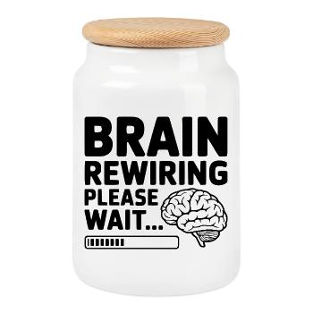 Brain Rewiring Please Wait... - Cookie Jar with Wooden Lid - white - Front