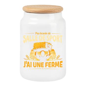 Pas besoin d’aller au sport j’ai une ferme - Boîte à biscuits avec couvercle en bois - blanc - Devant