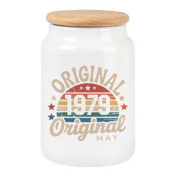 May 1979: The Original May 1979 - Classic Edition - Cookie Jar with Wooden Lid - white - Front