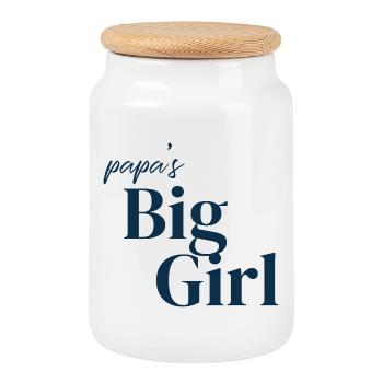 Typographie de la grande fille de Papa - Boîte à biscuits avec couvercle en bois - blanc - Devant