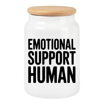 Emotional Support Human - Cookie Jar with Wooden Lid - white - Front