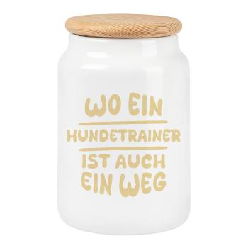 Weg des Hundetrainers – Zitat Grafikprint - Keksdose mit Holzdeckel - Weiß - Vorne