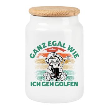 Ganz egal wie ich geh Golfen - Keksdose mit Holzdeckel - Weiß - Vorne