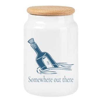 Quelque part dans la conception des messages en bouteille - Boîte à biscuits avec couvercle en bois - blanc - Devant