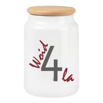 woid4tla - Cookie Jar with Wooden Lid - white - Front