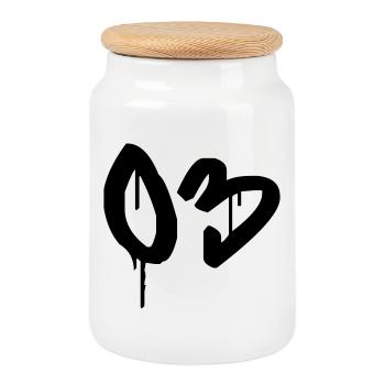 Nummer 03 Urbaner Graffiti-Stil - Keksdose mit Holzdeckel - Weiß - Vorne
