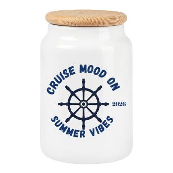 Cruise Mood On, Summer Vibes 2026 - Cookie Jar with Wooden Lid - white - Front