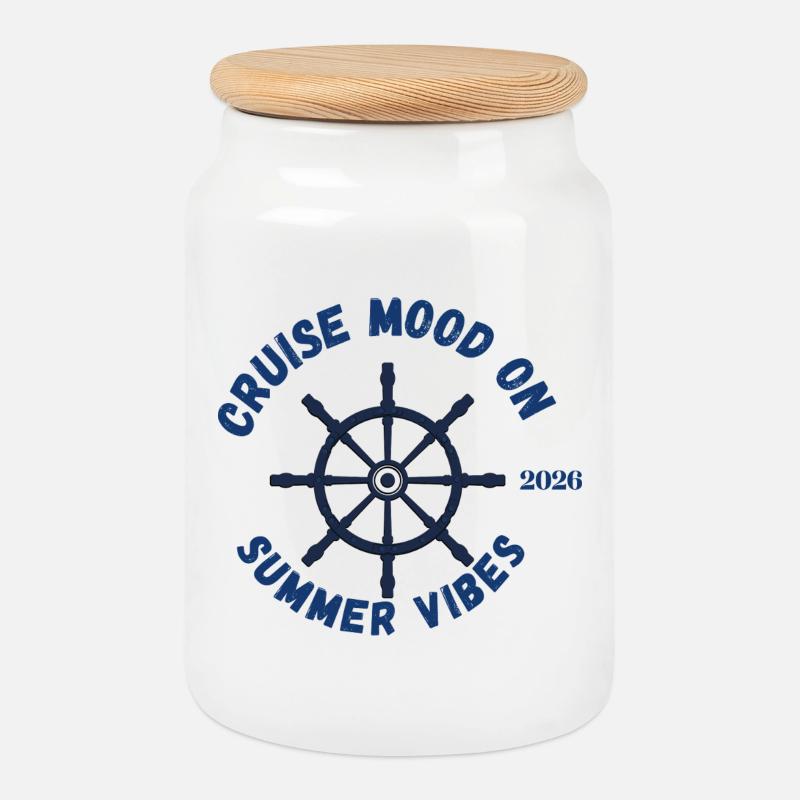 Cruise Mood On, Summer Vibes 2026 - Keksdose mit Holzdeckel - Weiß