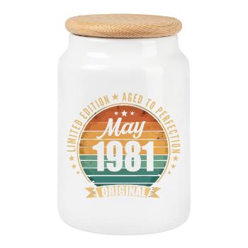 Legend of May 1981 Limited Edition - Cookie Jar with Wooden Lid - white - Front