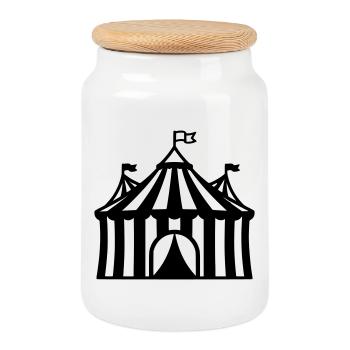Circus Tent Manege Event Logo - Cookie Jar with Wooden Lid - white - Front