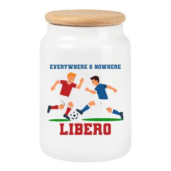 Libero Fußball Duell Illustration - Keksdose mit Holzdeckel - Weiß - Vorne