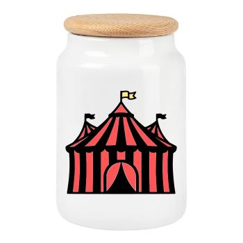 Cirque Tente Manege Cirque Coloré - Boîte à biscuits avec couvercle en bois - blanc - Devant