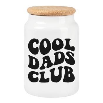 Vintage Cool Dads Club Est 2026 - Cookie Jar with Wooden Lid - white - Front