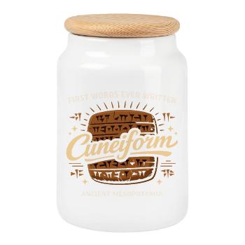 Mésopotamie ancienne, Sumérien - Boîte à biscuits avec couvercle en bois - blanc - Devant