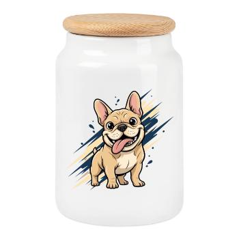 Franz Bulldog Spaß - Keksdose mit Holzdeckel - Weiß - Vorne
