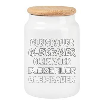 Gleisbauer Typo Kollektion - Keksdose mit Holzdeckel - Weiß - Vorne