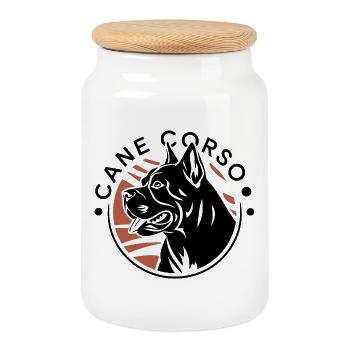 Retro Sonnenuntergang Katze Silhouette Design - Keksdose mit Holzdeckel - Weiß - Vorne