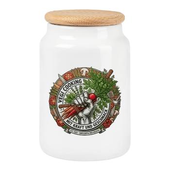 Vegi Cooking: Kraft und Geschmack - Keksdose mit Holzdeckel - Weiß - Vorne