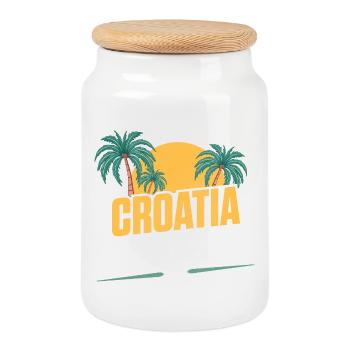 Croatia Party Crew - Keksdose mit Holzdeckel - Weiß - Vorne