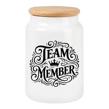 Team Member - Cookie Jar with Wooden Lid - white - Front