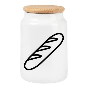 baguette_ - Boîte à biscuits avec couvercle en bois - blanc - Devant
