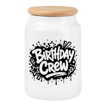 Birthday Crew Party Graffiti Motif - Cookie Jar with Wooden Lid - white - Front