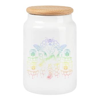 abeille - Boîte à biscuits avec couvercle en bois - blanc - Devant