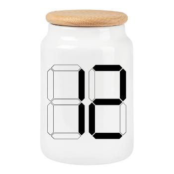 NUMBER 12 Twelve Birthday Gift Digital - Cookie Jar with Wooden Lid - white - Front