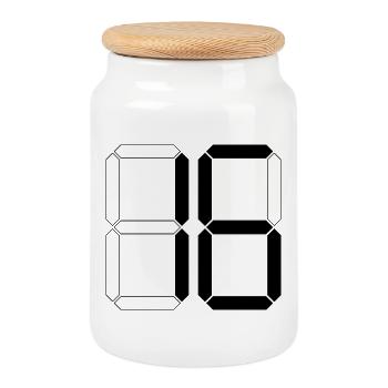 NUMBER 16 Sixteen Birthday Gift Digital - Cookie Jar with Wooden Lid - white - Front