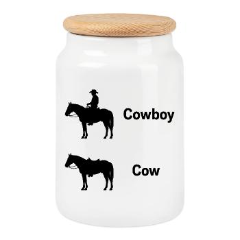 Lustige Kuh Texas Farmer Parodie Ironie Cowboy - Keksdose mit Holzdeckel - Weiß - Vorne