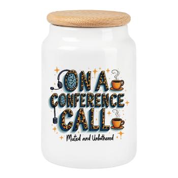 Conférence téléphonique en ligne Style café Silencieux Sans dérangement - Boîte à biscuits avec couvercle en bois - blanc - Devant