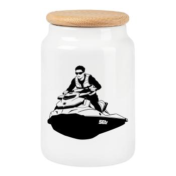 Water Craft - Cookie Jar with Wooden Lid - white - Front