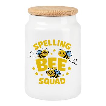 Spelling Bee Squad Humour École Abeille - Boîte à biscuits avec couvercle en bois - blanc - Devant